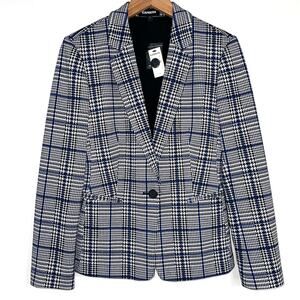 NWT Express Plaid 1-Button Stretch Blazer Jacket Size 8